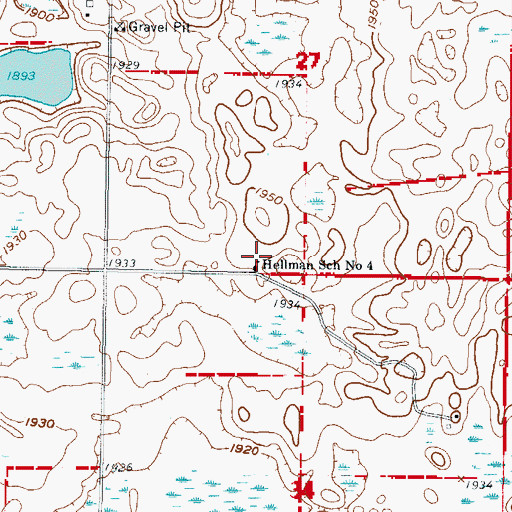 Topographic Map of Hellman School Number 4, ND