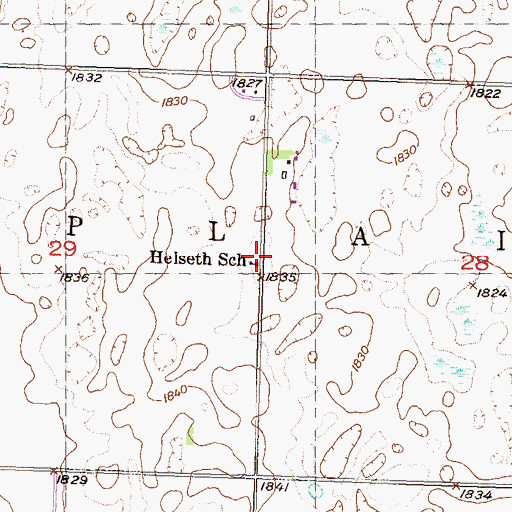 Topographic Map of Helseth School, ND