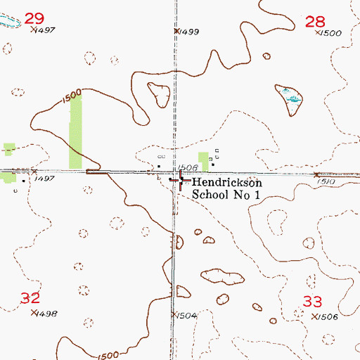 Topographic Map of Hendrickson School Number 1, ND