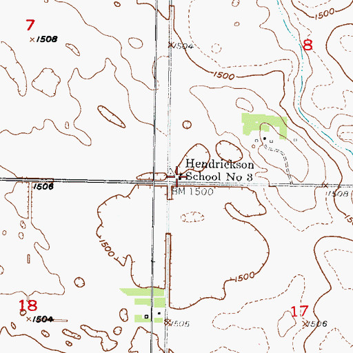 Topographic Map of Hendrickson School Number 3, ND