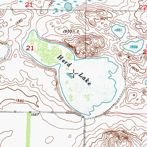 Topographic Map of Herd Lake, ND
