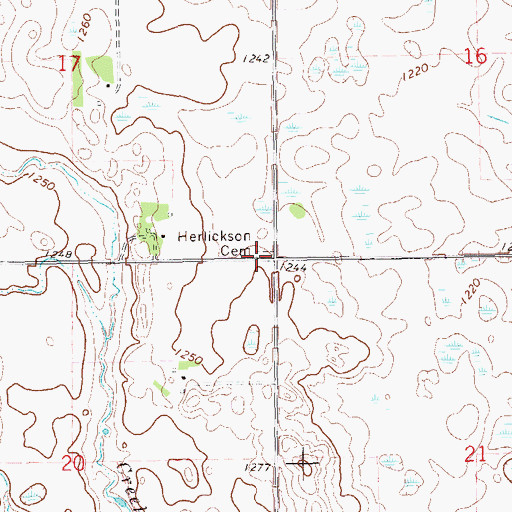 Topographic Map of Herlickson Cemetery, ND