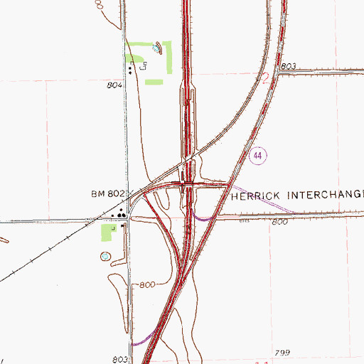 Topographic Map of Herrick Interchange, ND
