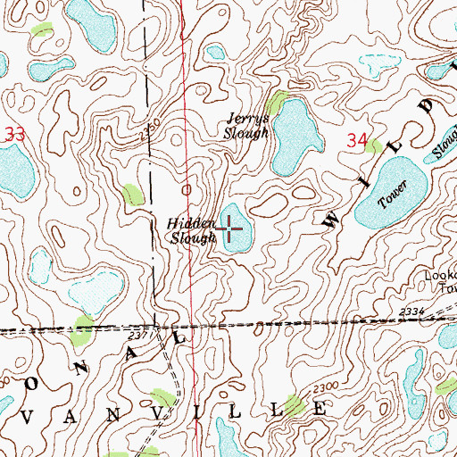 Topographic Map of Hidden Slough, ND