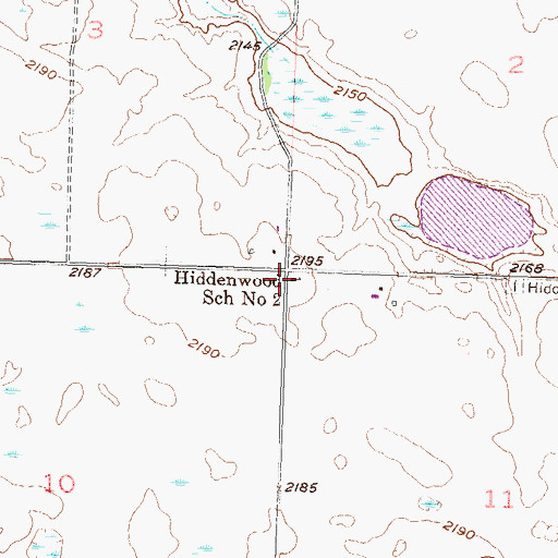 Topographic Map of Hiddenwood School Number 2, ND