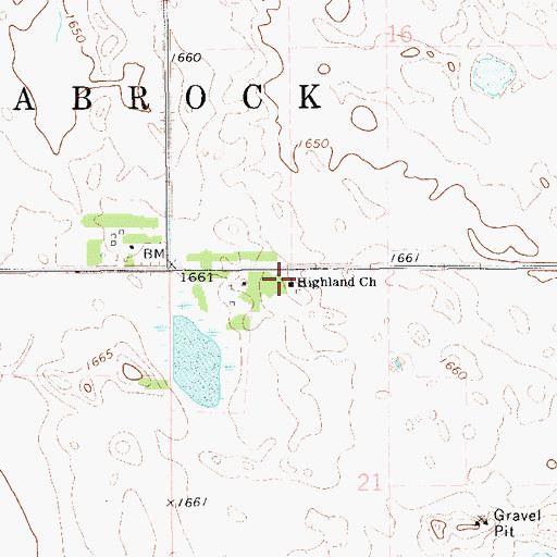 Topographic Map of Highland Church, ND