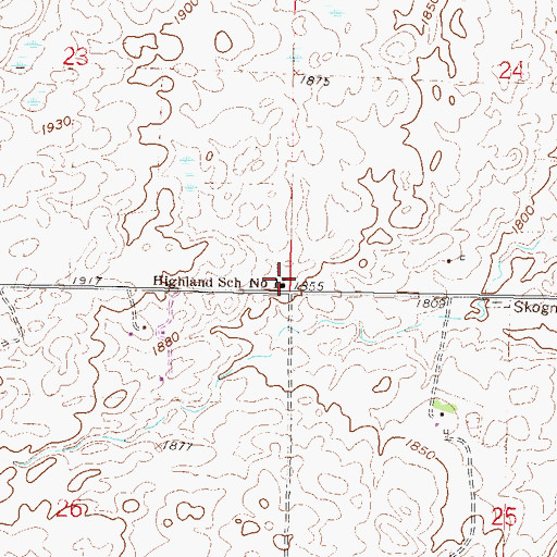 Topographic Map of Highland School Number 1, ND