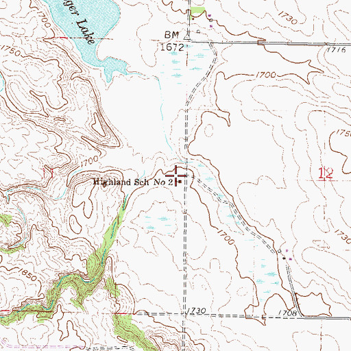Topographic Map of Highland School Number 2, ND