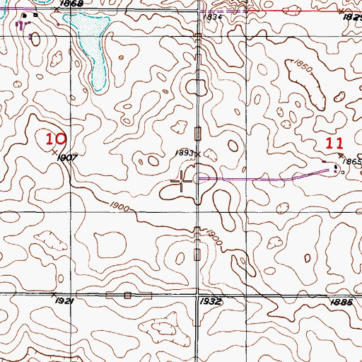Topographic Map of Hillside School Number 1, ND