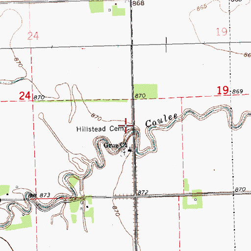 Topographic Map of Hillstead Cemetery, ND