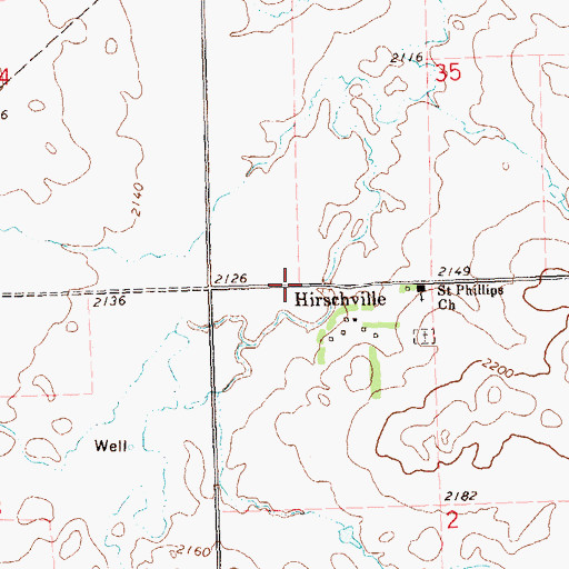 Topographic Map of Hirschville, ND