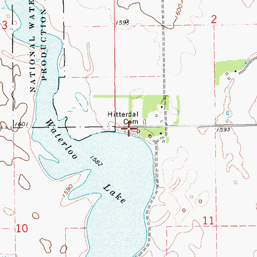 Topographic Map of Hitterdal Cemetery, ND