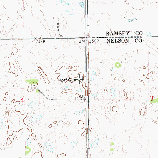 Topographic Map of Hoff Cemetery, ND