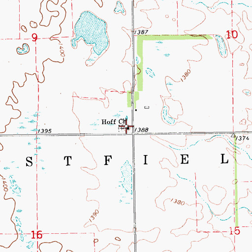 Topographic Map of Hoff Church, ND