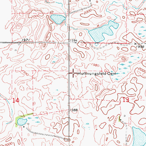 Topographic Map of Hoffnungsfeld Cemetery, ND