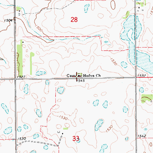 Topographic Map of Hofva Church, ND