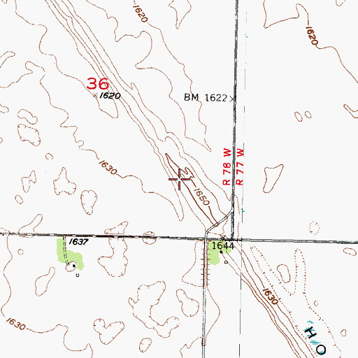 Topographic Map of Hogback Ridge, ND