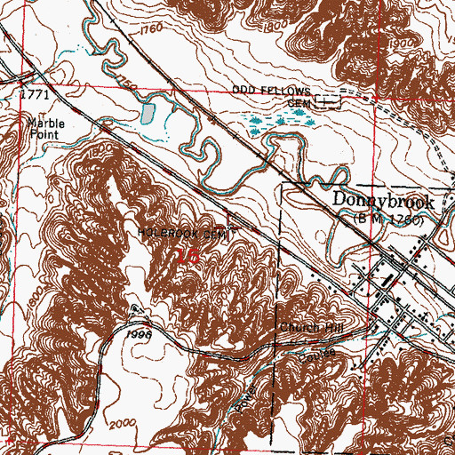 Topographic Map of Holbrook Cemetery, ND