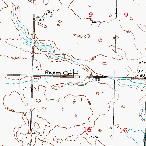 Topographic Map of Holden Church, ND