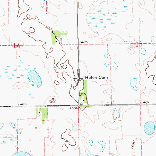 Topographic Map of Sundahl Cemetery, ND