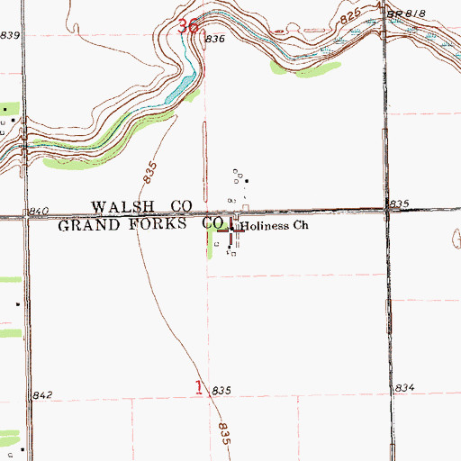Topographic Map of Holiness Church, ND