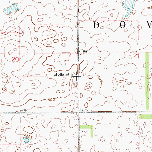 Topographic Map of Holland Church, ND