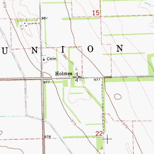 Topographic Map of Holmes, ND