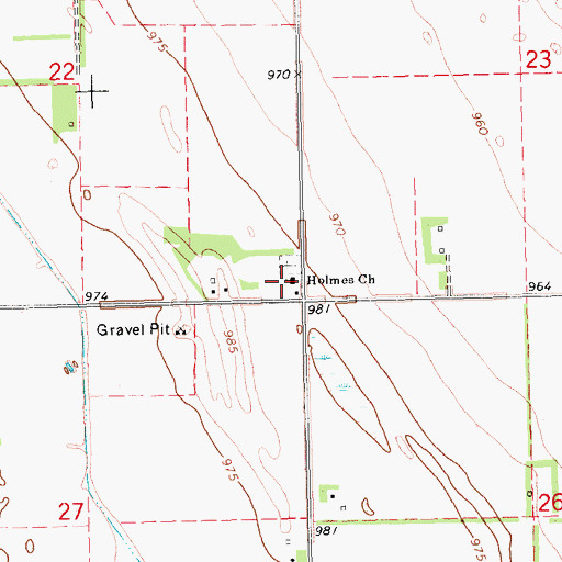 Topographic Map of Holmes Church, ND