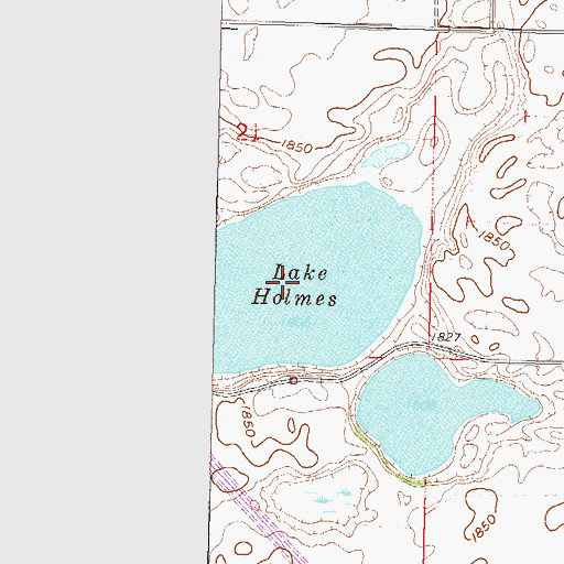 Topographic Map of Lake Holmes, ND