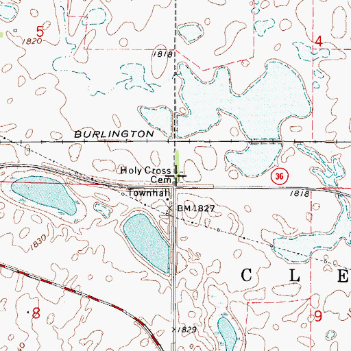 Topographic Map of Holy Cross Cemetery, ND