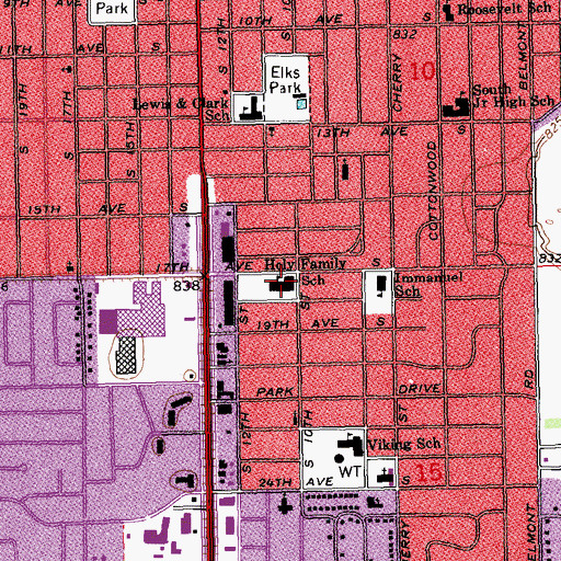 Topographic Map of Holy Family Elementary School, ND