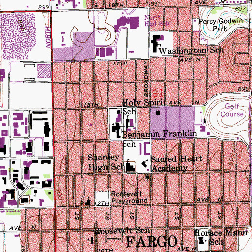 Topographic Map of Cathedral of the Holy Spirit Elementary School, ND