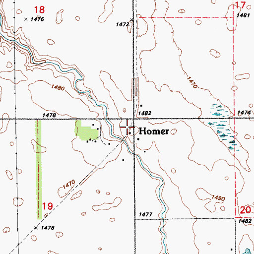 Topographic Map of Homer, ND