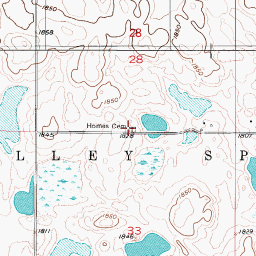 Topographic Map of Homes Cemetery, ND