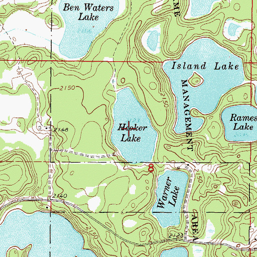 Topographic Map of Hooker Lake, ND