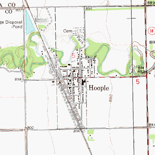 Topographic Map of Hoople, ND