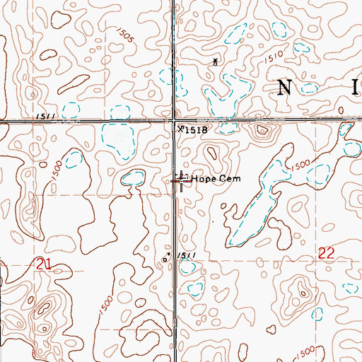 Topographic Map of Hope Cemetery, ND