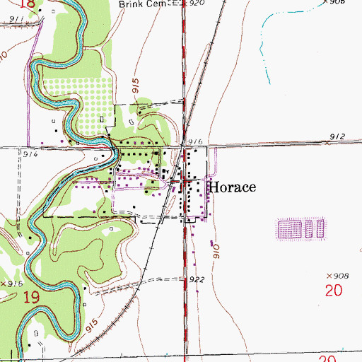 Topographic Map of Horace, ND