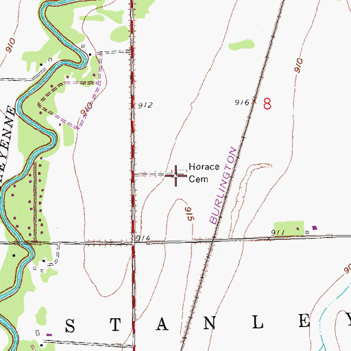 Topographic Map of Horace Cemetery, ND