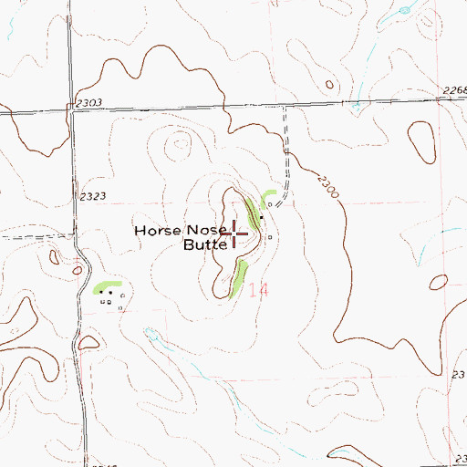 Topographic Map of Horse Nose Butte, ND