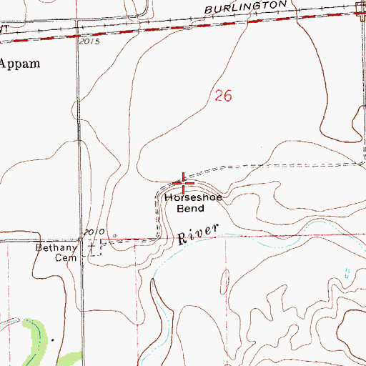 Topographic Map of Horseshoe Bend, ND
