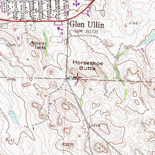 Topographic Map of Horseshoe Butte, ND