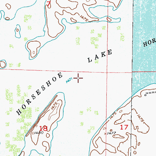 Topographic Map of Horseshoe Lake, ND