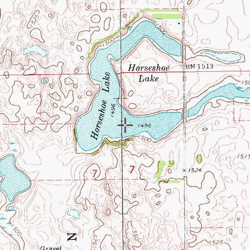 Topographic Map of Horseshoe Lake, ND