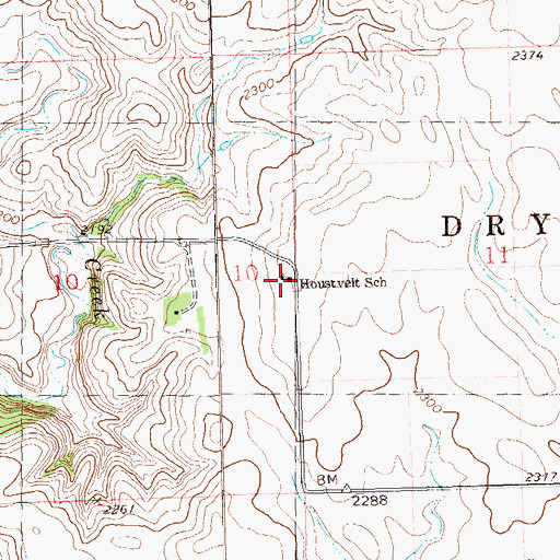 Topographic Map of Houstveit School, ND