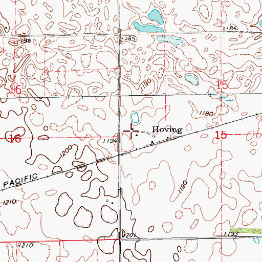 Topographic Map of Hoving, ND