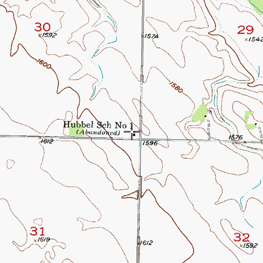 Topographic Map of Hubbel School Number 1, ND