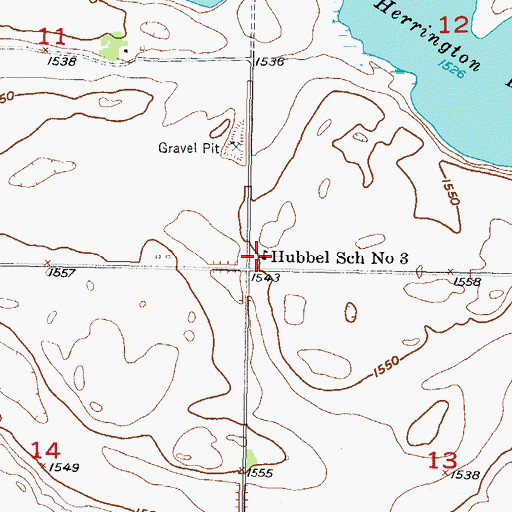 Topographic Map of Hubbel School Number 3, ND
