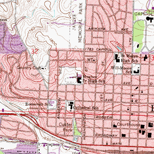 Topographic Map of South Central Alternative High School, ND