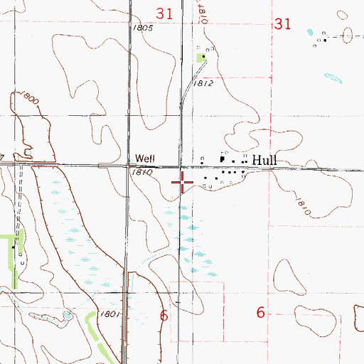 Topographic Map of Hull, ND